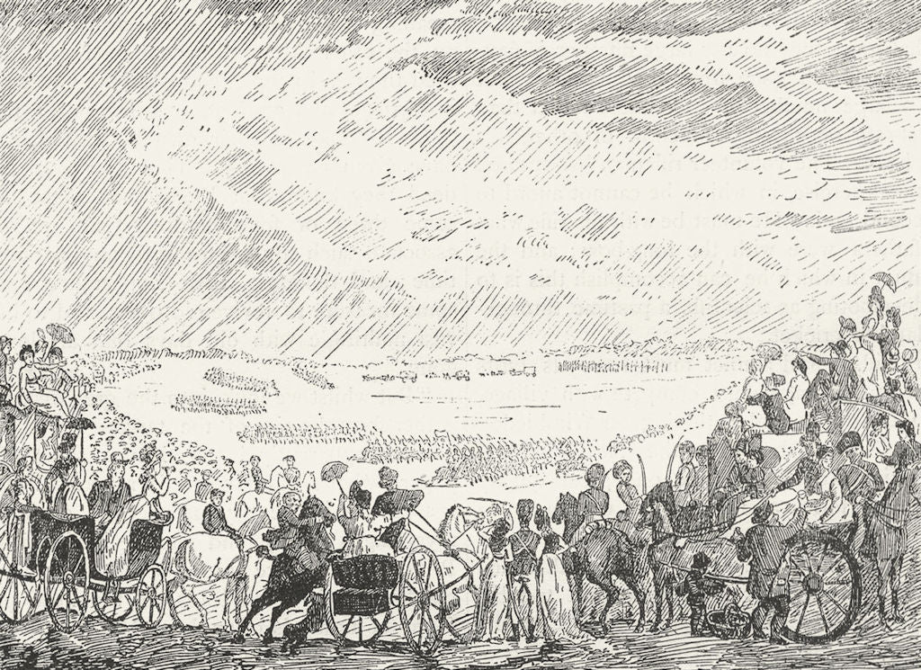 WIMBLEDON VOLUNTEER CAMP. Volunteer review in 1798 (After Rowlandson) 1888